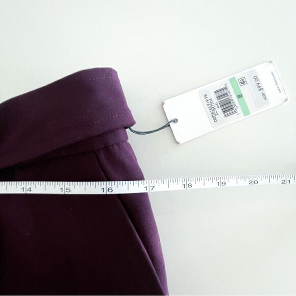 Calvin Klein Trousers Purple Belted Unlined Pants Women's 8 NWT - Picture 7 of 11